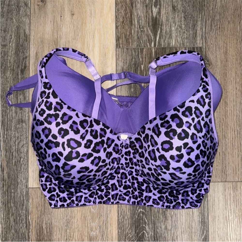 NWOT Rhonda Shear Purple and Leopard Print Bra Duo - Picture 3 of 8